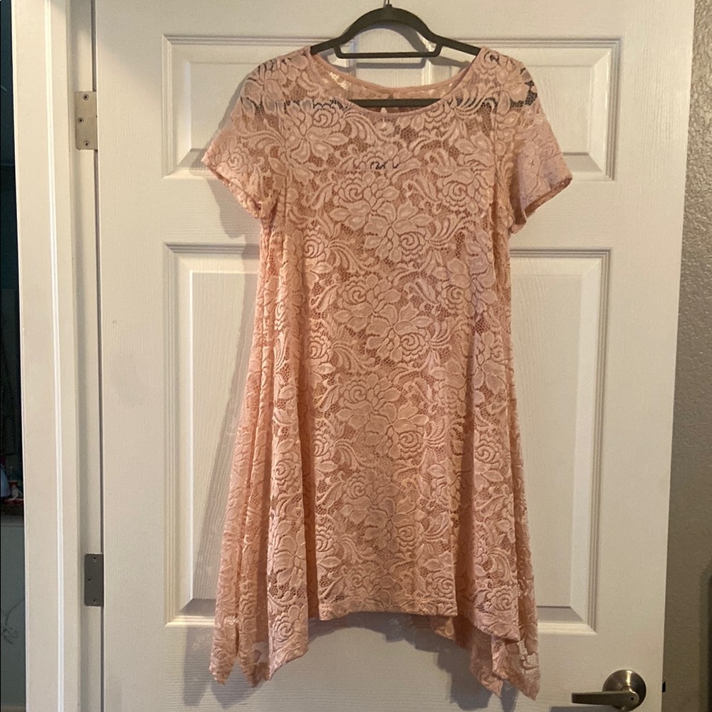 Roz & Ali Blush Lace High Low Dress
